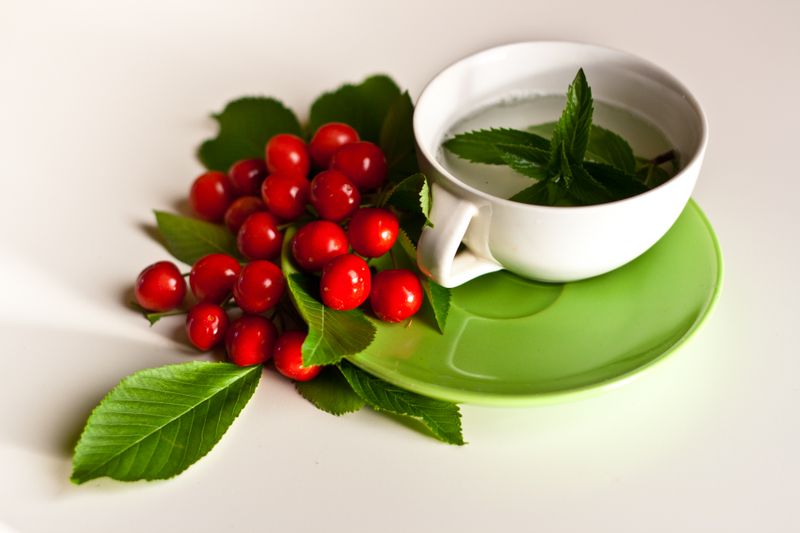 Fresh fruit cup with seasonal berries and mint